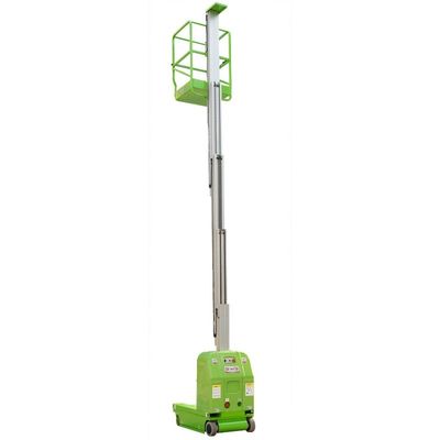 Self Propelled Aerial Work Platform Double Mast 9 Meters High Manlift In Red 150Kg Loading Capacity