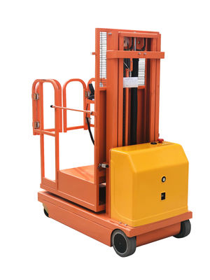 Electric Aerial Order Picker 300kg 3300mm Self - Propelled Powered In Orange