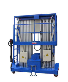 12 Meters Double Mast Mobile Aluminum Aerial Work Platform with 200Kg Loading Capacity and Motorized Device