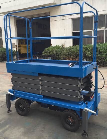 1000Kg Mobile Scissor Lift Platform With Manual Pulling Handle Hydraulic Lift Table 9 Meters